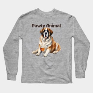 Saint Bernard Dog Pawty Animal Long Sleeve T-Shirt